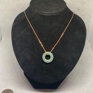 Jade pendant gold plated necklace